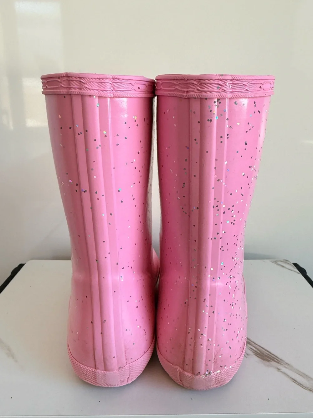 Hunter Pink Glitter Kids Waterproof Rain Boots